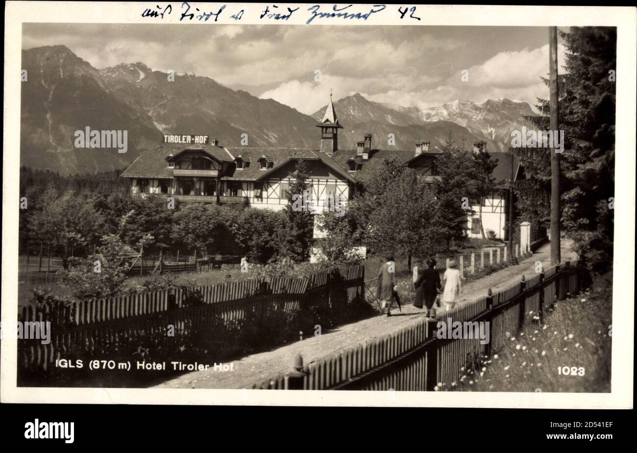 Igls Innsbruck Tirol, Promenade am Hotel Tiroler Hof, Frühling | utilizzo in tutto il mondo Foto Stock