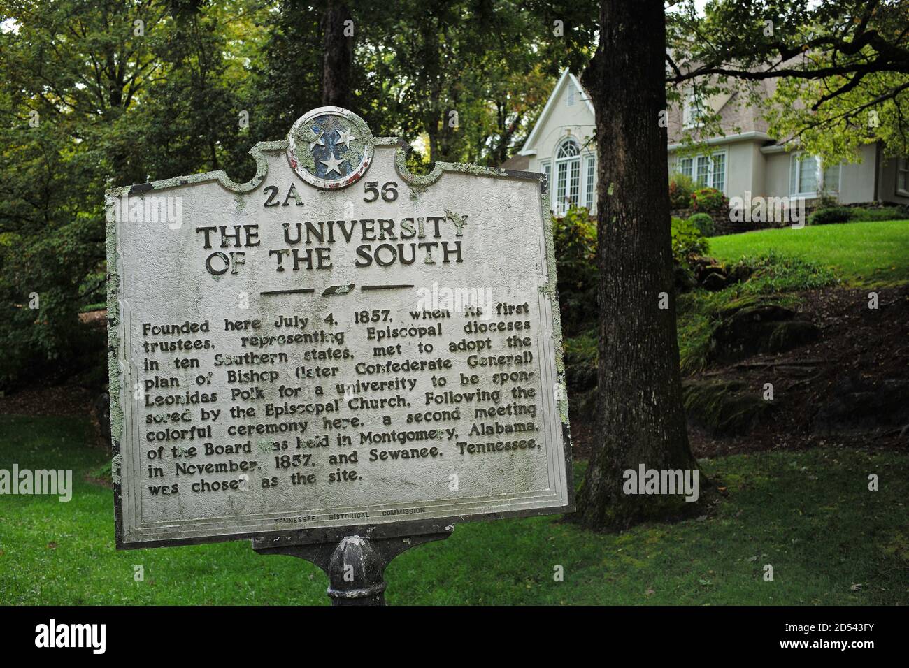 L'Università del Sud storico marcatore visto su Lookout Mountain, Tennessee. Foto Stock