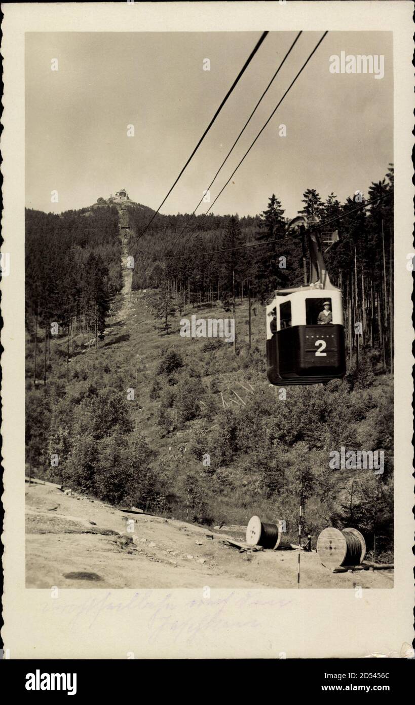 JE?t?d Jeschken Reg. Reichenberg, Seilbahn, Gondel Nr 2 | utilizzo in tutto il mondo Foto Stock