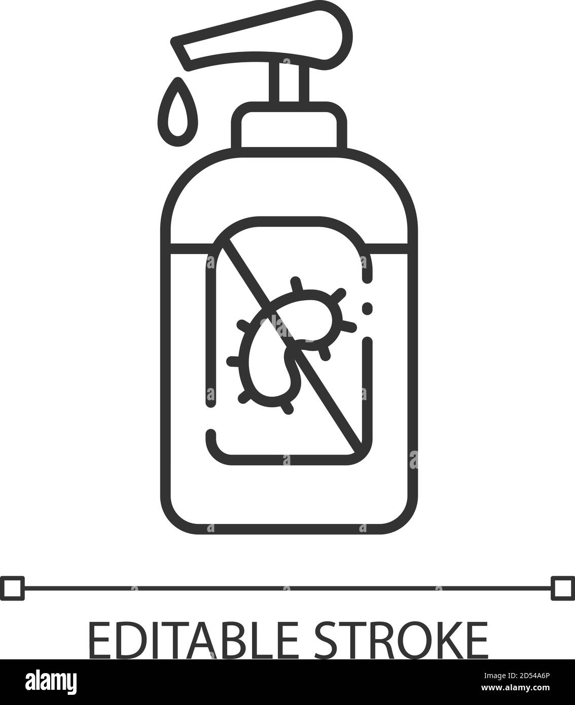 Icona lineare dell'igienizzatore per bottiglie Illustrazione Vettoriale