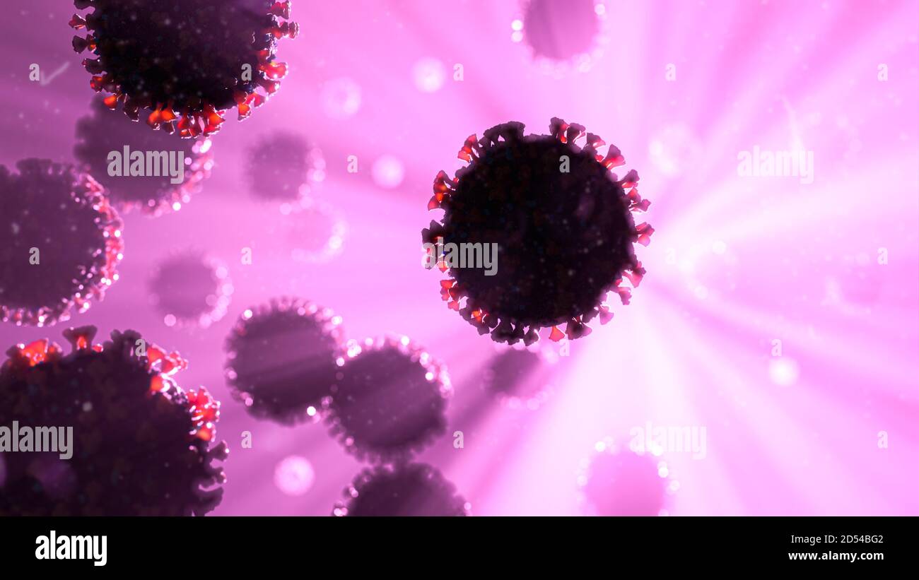 COVID-19 molecole di Coronavirus nel trattamento di radiazione ultravioletta a raggi UV - cura e trattamento per l'uccisione e la distruzione dell'influenza Virus Foto Stock