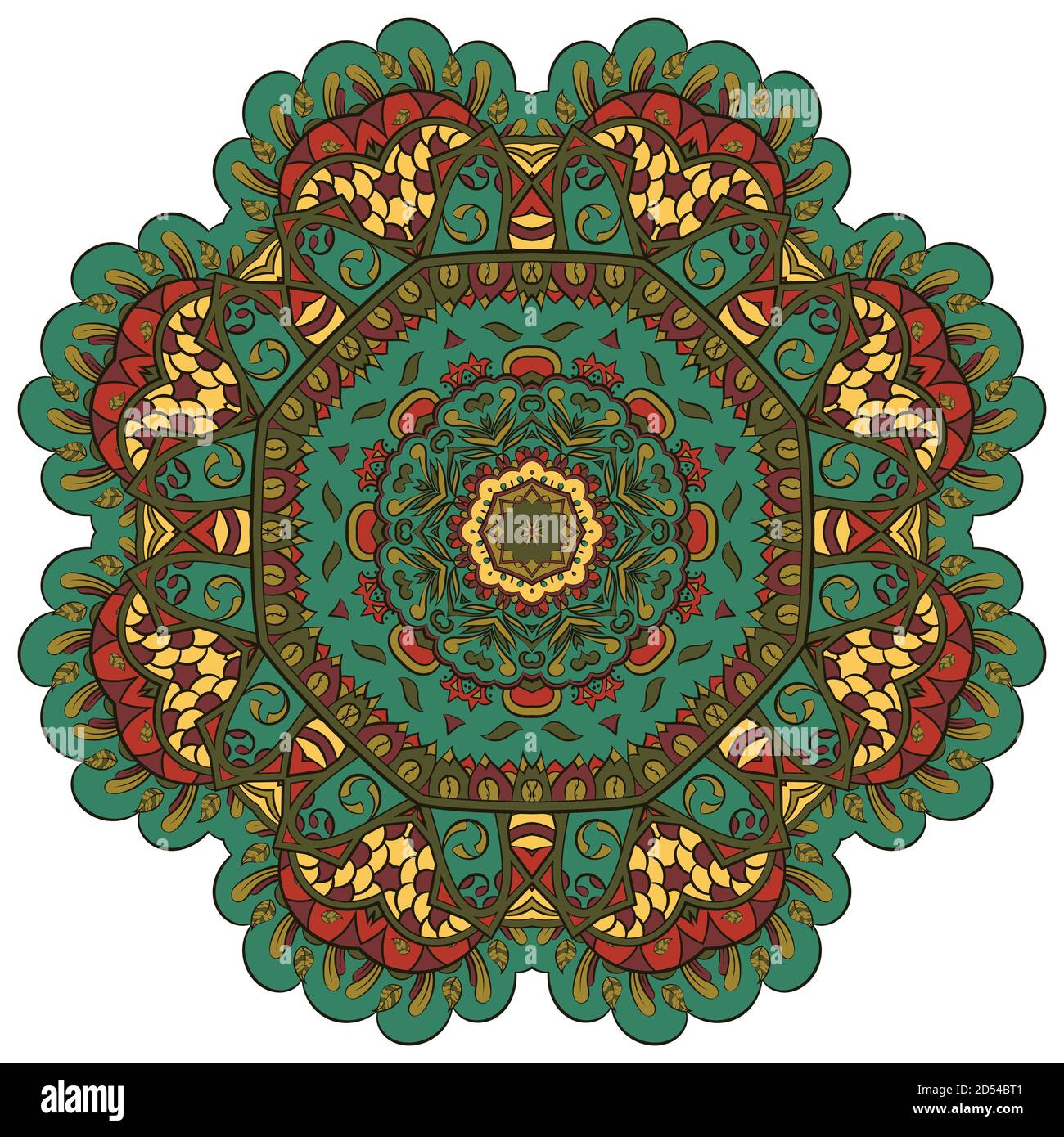 Mandala, ruota tracheata design mehndi Illustrazione Vettoriale