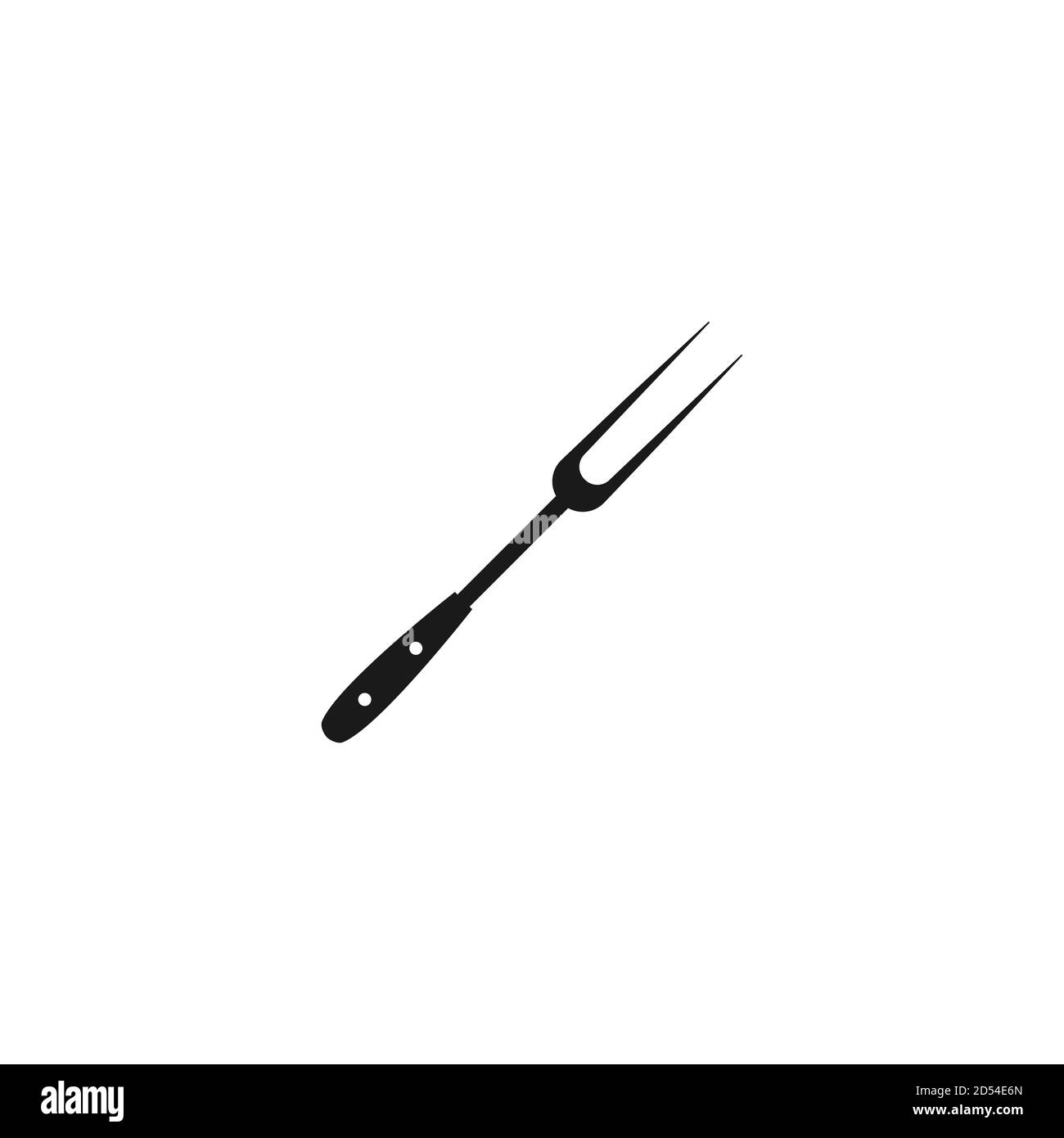 Icona forcella nera. Barbecue e utensili per grigliare. Posate per barbecue. Utensili da cucina. Festa, cucina, segno di cucina. Illustrazione vettoriale isolata in bianco. Illustrazione Vettoriale