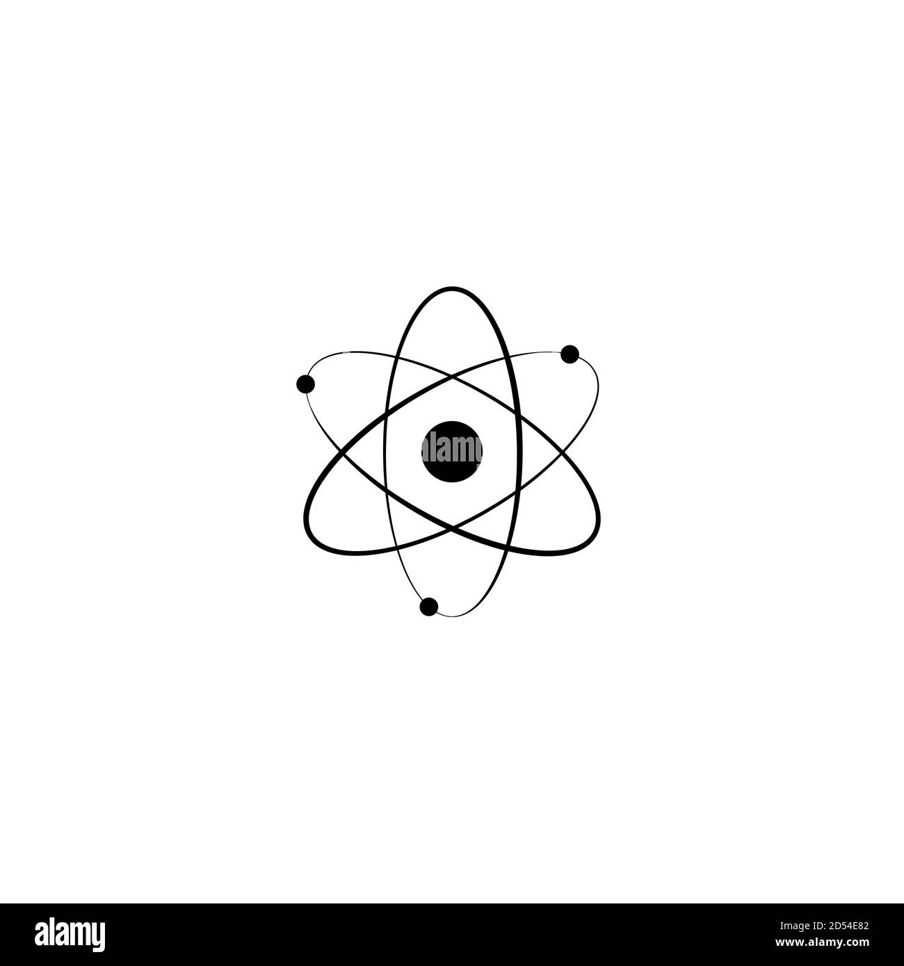 Icona della linea Atom. Schema elettronico. Simbolo chimico o fisico. Abilità, intelligenza, segno della scienza. Illustrazione Vettoriale