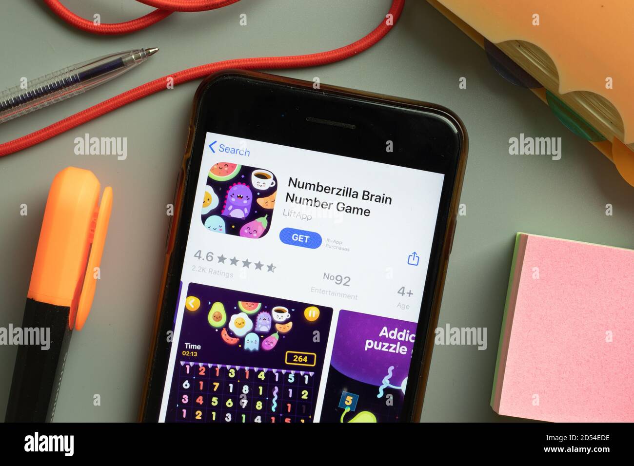New York, USA - 29 Settembre 2020: Numberzilla Brain Number il logo dell'app mobile di gioco sullo schermo del telefono primo piano, editoriale illustrativo Foto Stock