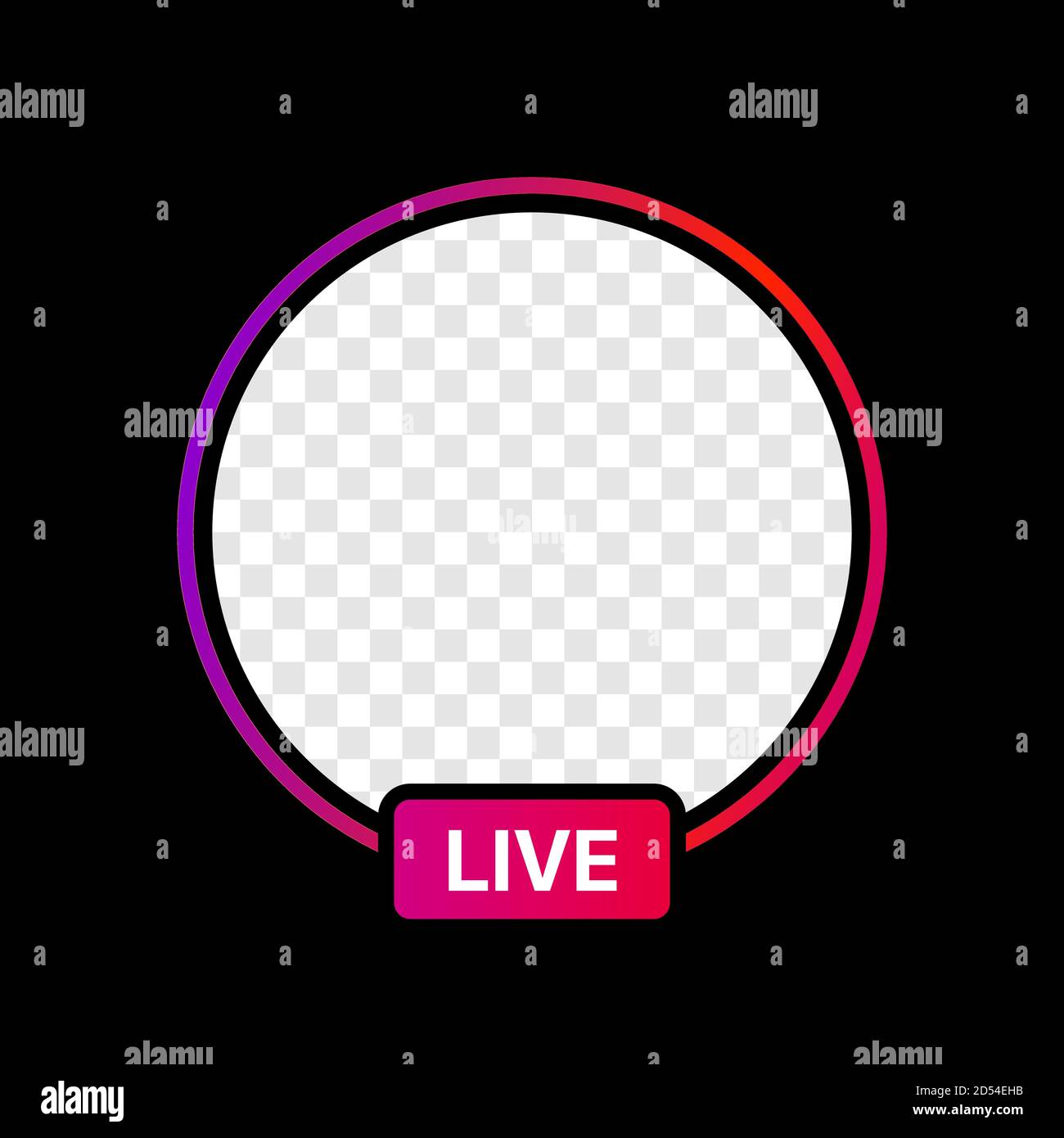 Interfaccia icona Live profilo Instagram. Segnaposto trasparente. Metti la tua foto in sfondo Illustrazione Vettoriale