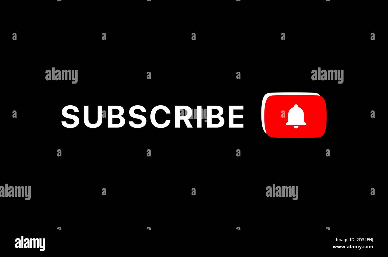 Titolo abbonamento YouTube. Terzo inferiore di YouTube. Icona della campana di YouTube. Illustrazione vettoriale su sfondo nero Illustrazione Vettoriale