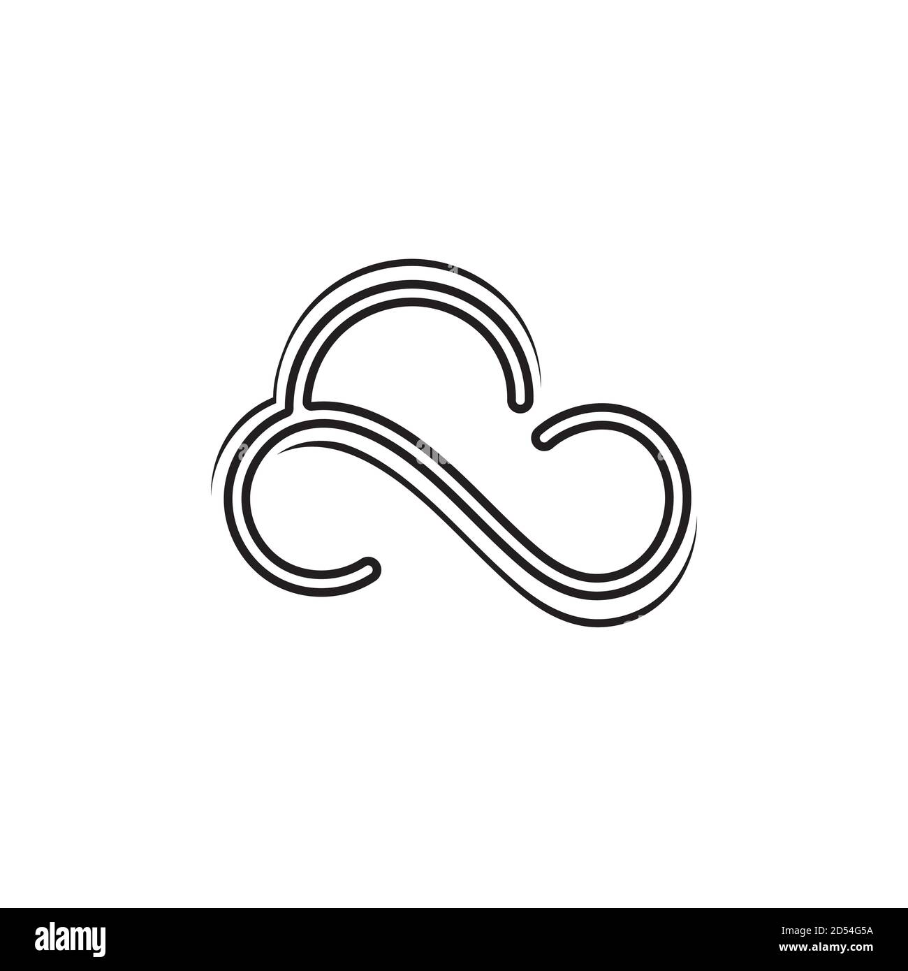 Icona del vettore del logo della linea cloud Illustrazione Vettoriale