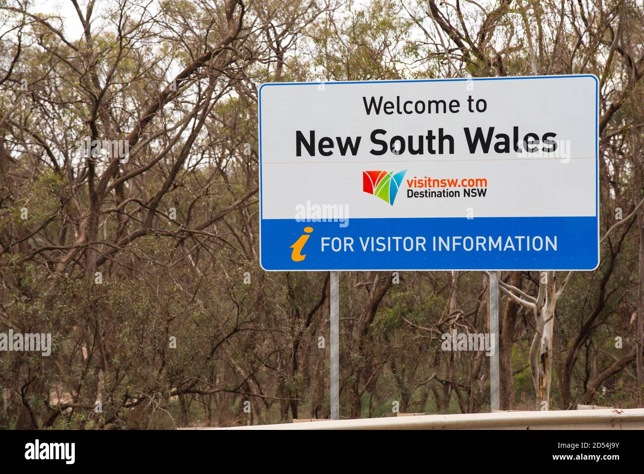 New South Wales segnale di confine al NSW e Victoria state Confine in Australia Foto Stock