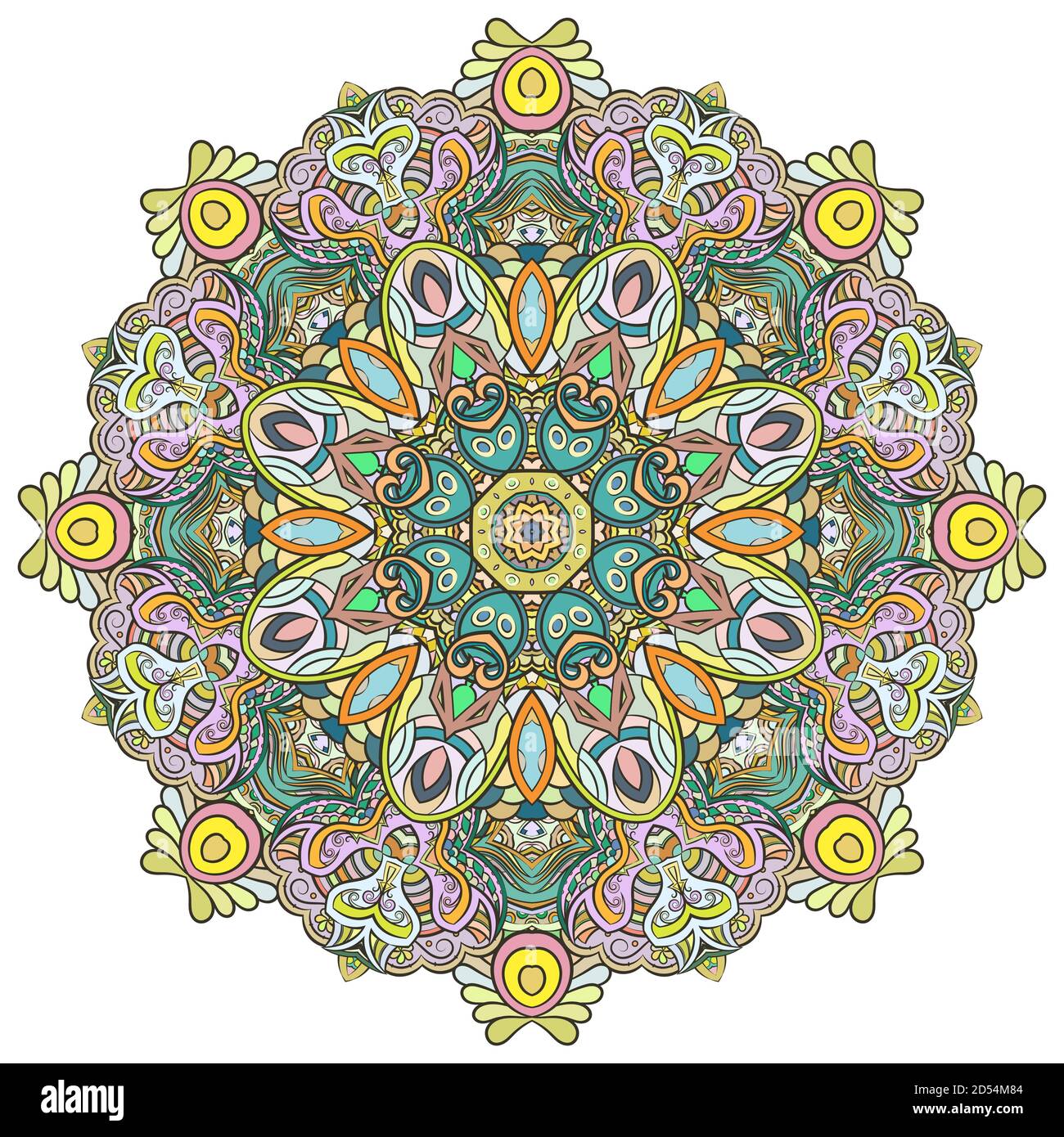 Mandala, ruota tracheata design mehndi Illustrazione Vettoriale