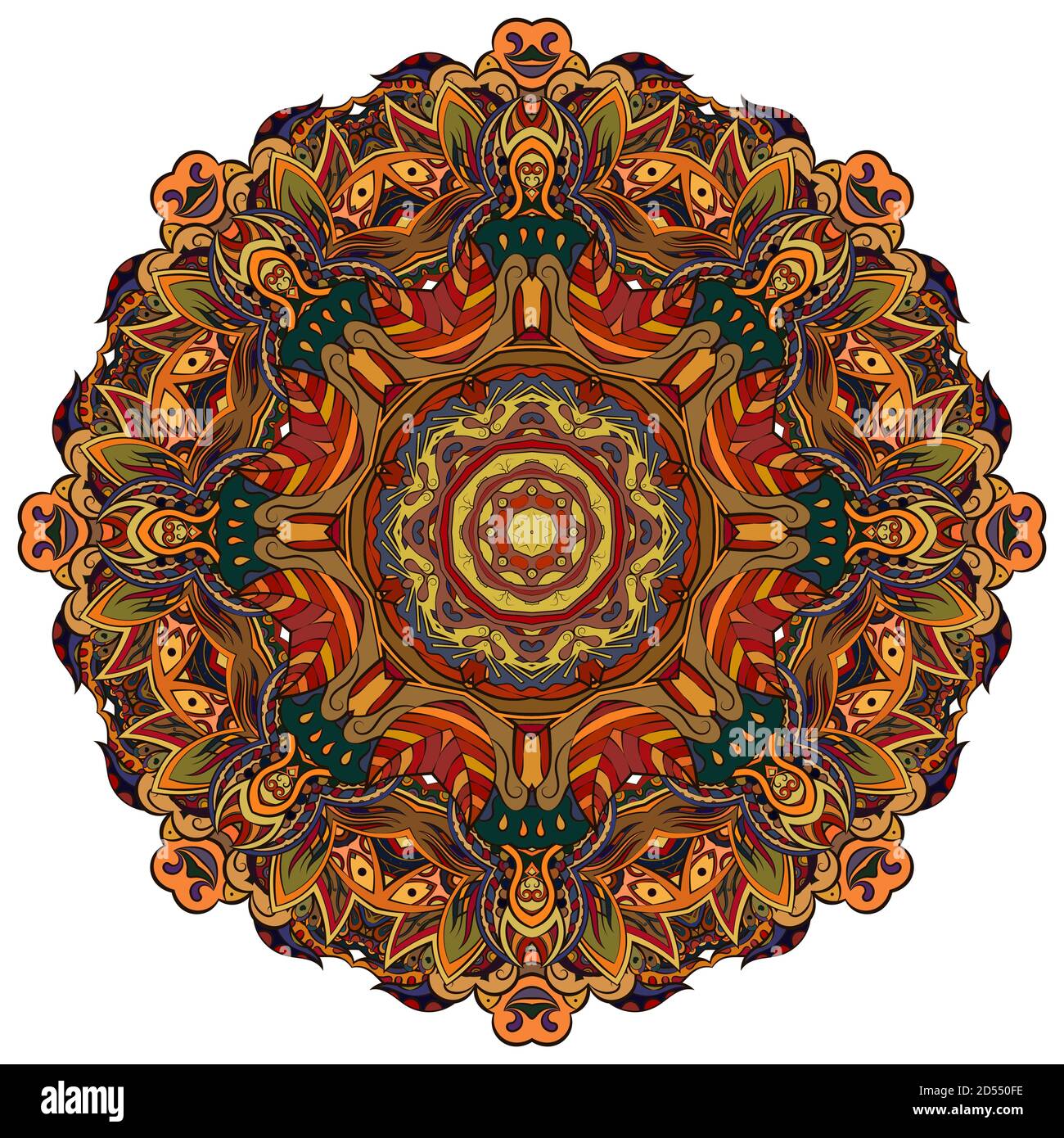 Mandala, ruota tracheata design mehndi Illustrazione Vettoriale
