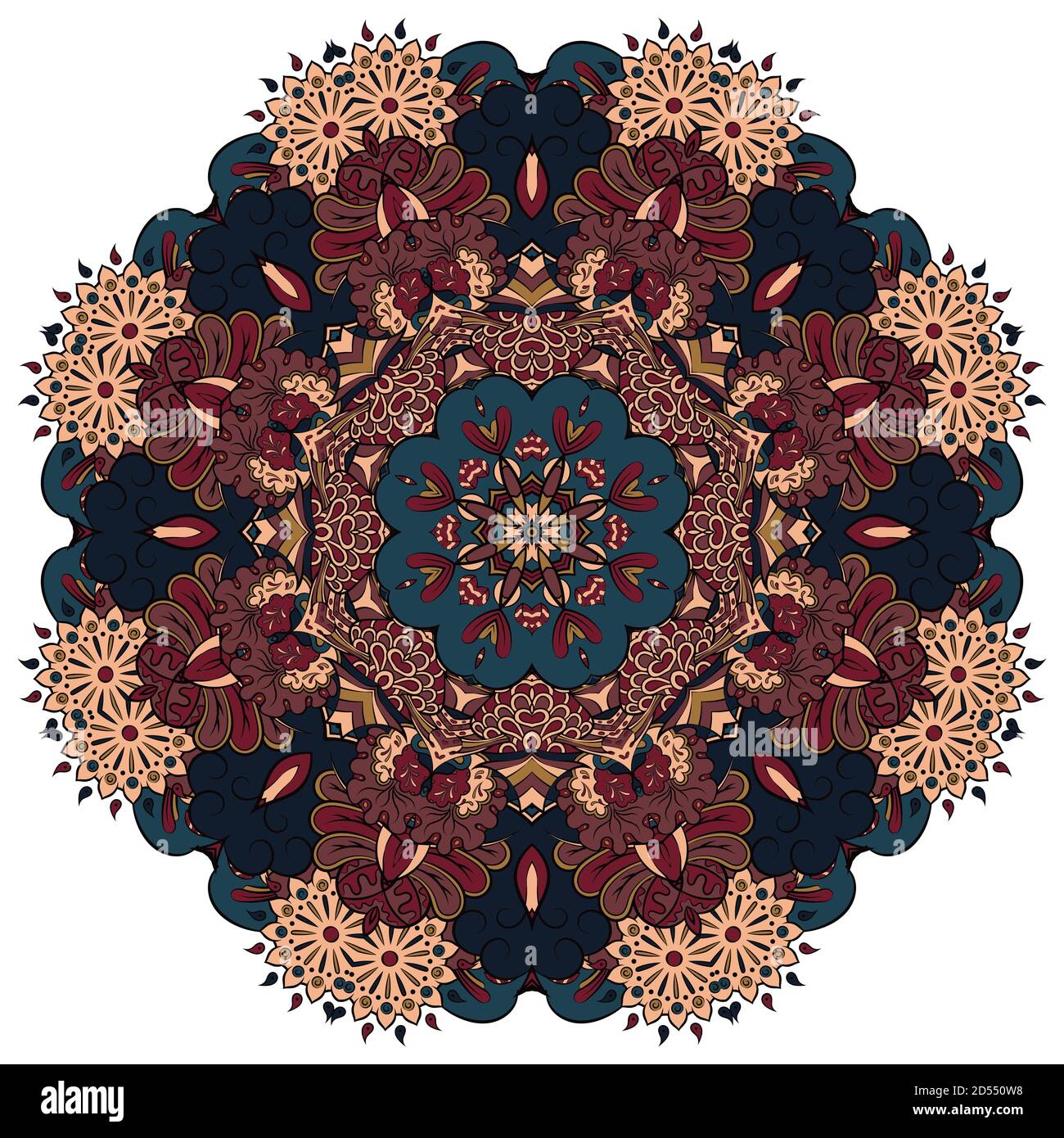 Mandala, ruota tracheata design mehndi Illustrazione Vettoriale