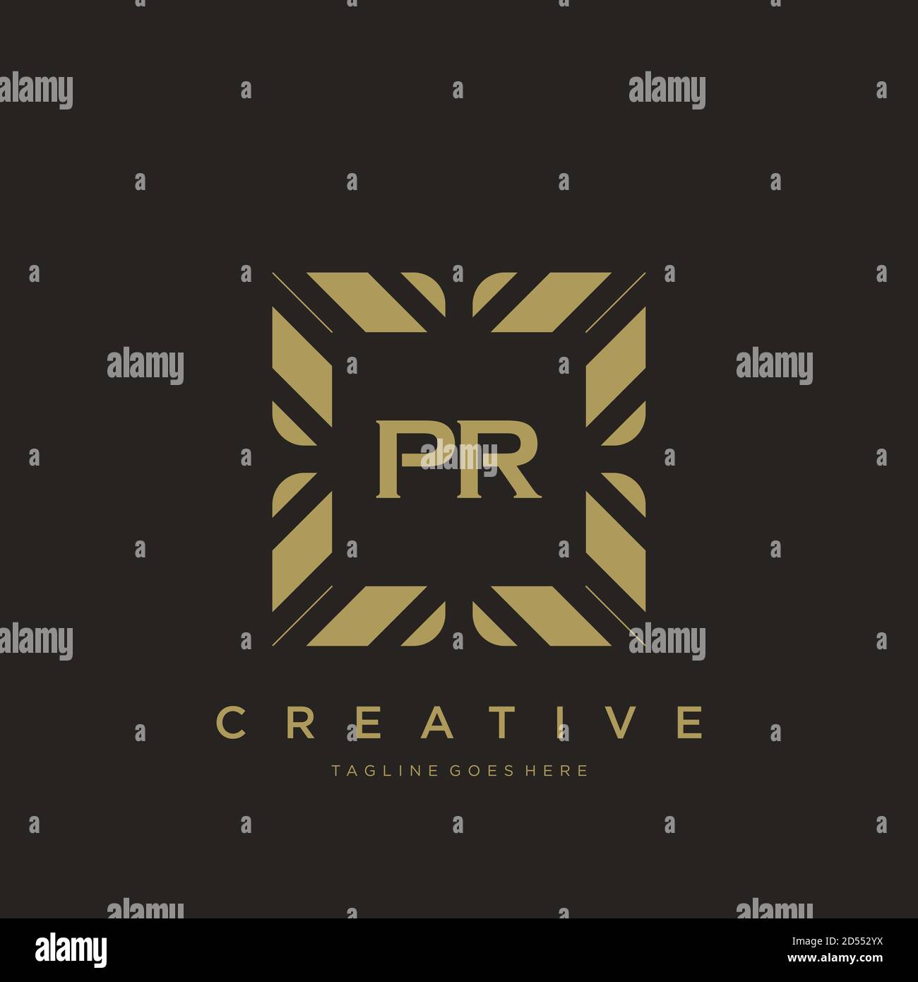 PR Initial letter Luxury ornamento monogramma logo modello vettore Illustrazione Vettoriale
