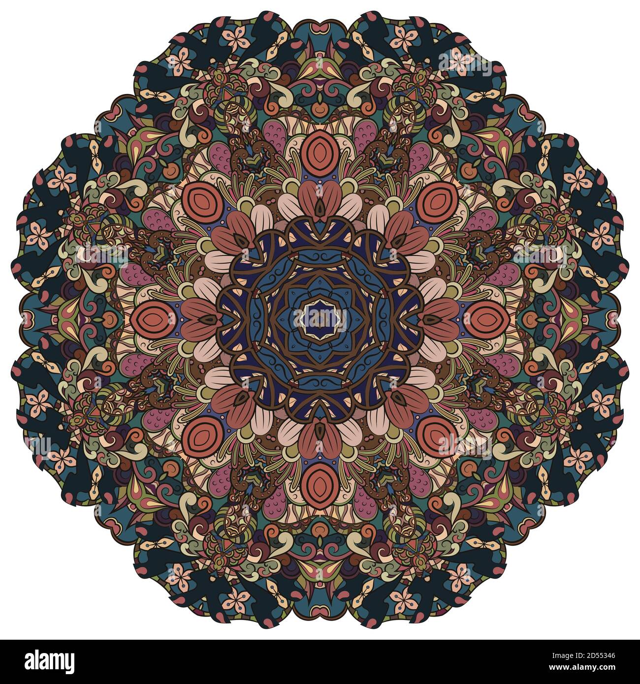 Mandala, ruota tracheata design mehndi Illustrazione Vettoriale