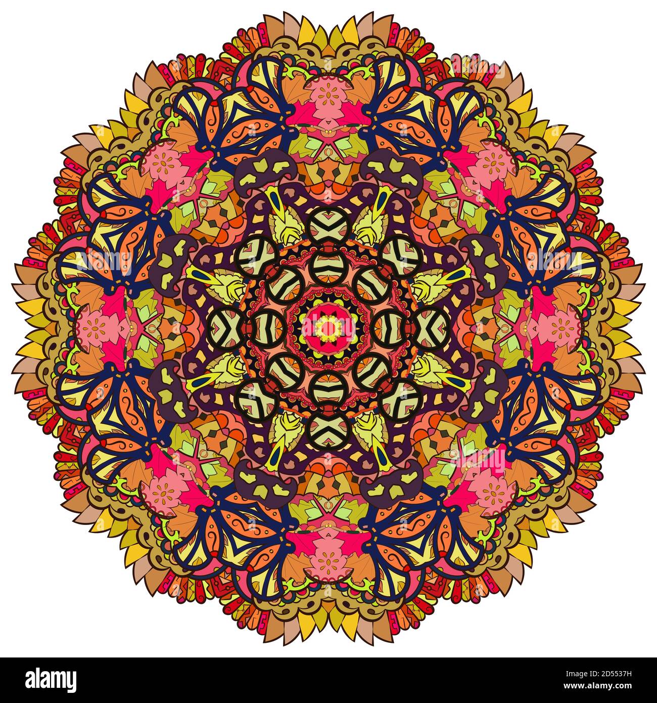 Mandala, ruota tracheata design mehndi Illustrazione Vettoriale