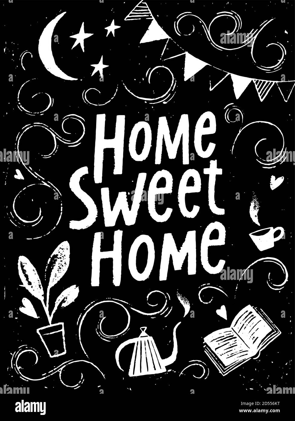 Home dolce casa lavagna scritta poster design. Illustrazione Vettoriale