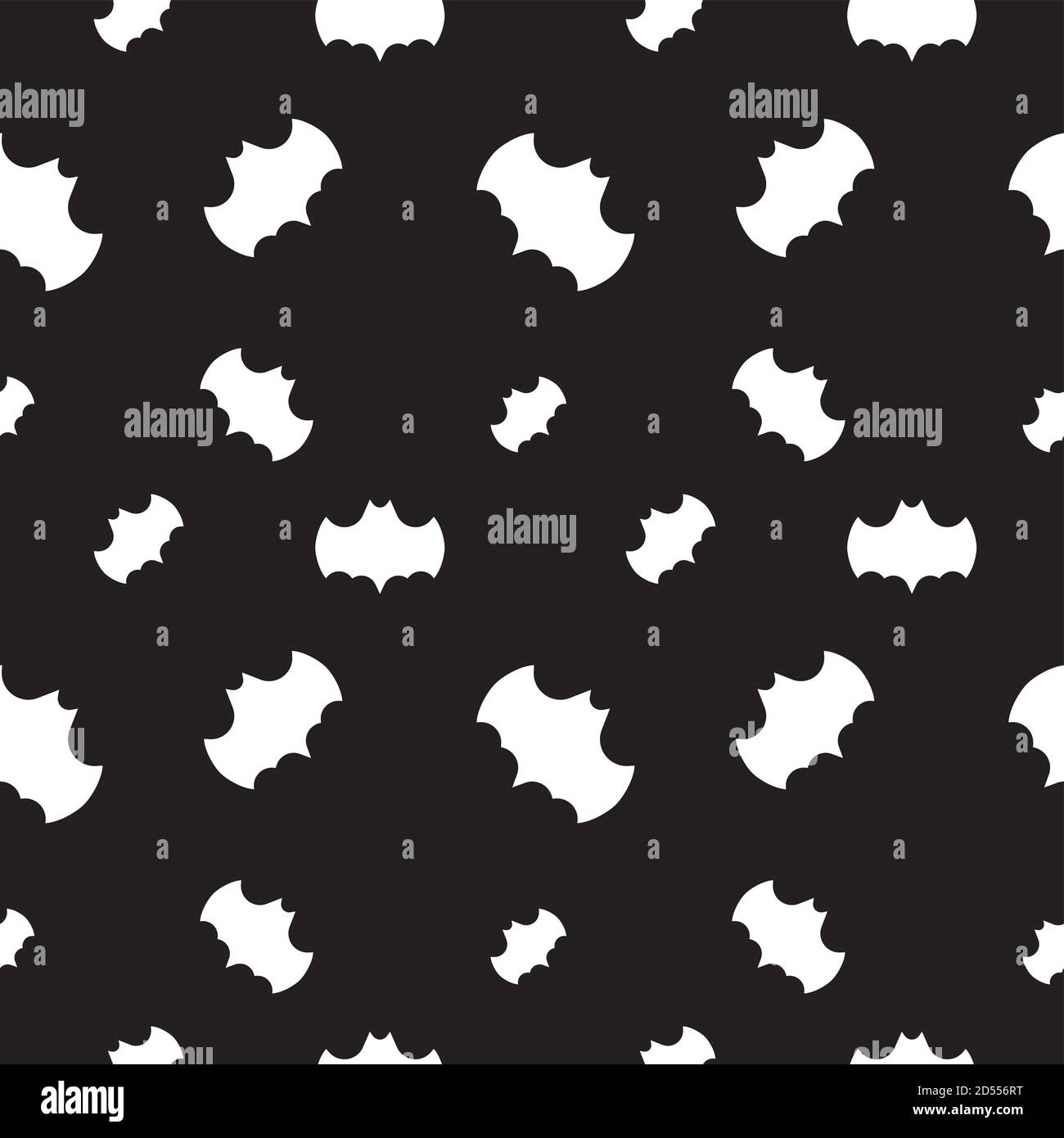 Illustrazione vettoriale a forma di bat. Modello di disegno con ripetizione senza giunture. Tema in bianco e nero. Illustrazione Vettoriale