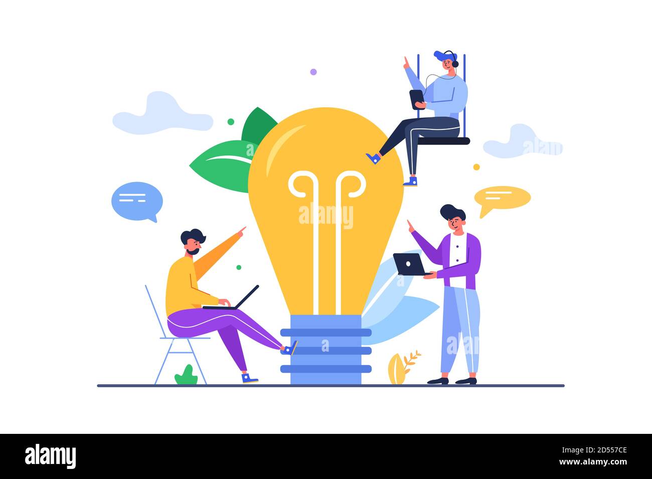 Un gruppo di ragazzi ha proposto una grande idea Illustrazione Vettoriale
