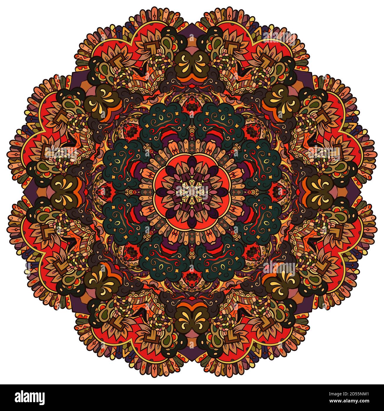 Mandala, ruota tracheata design mehndi Illustrazione Vettoriale