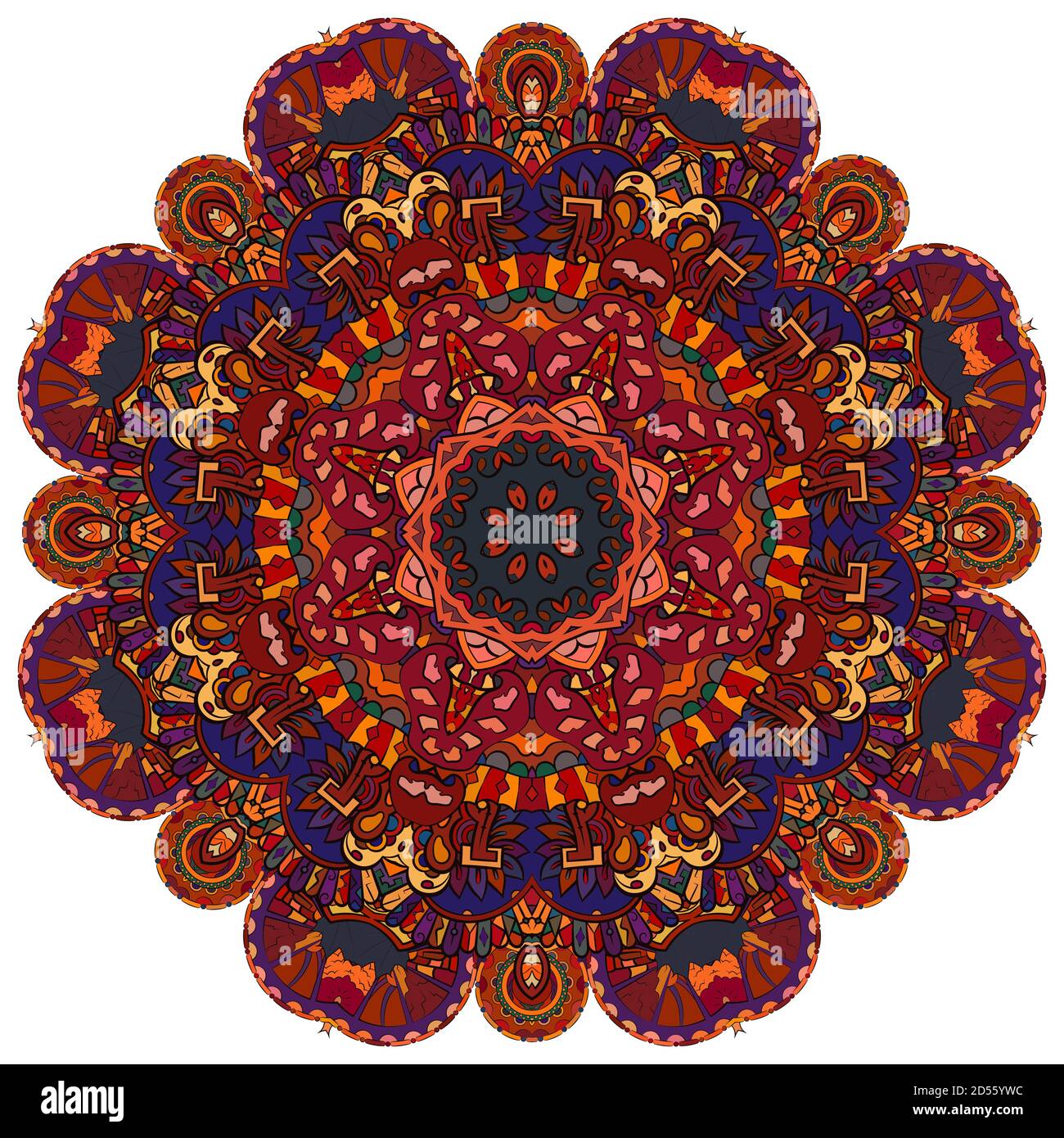 Mandala, ruota tracheata design mehndi Illustrazione Vettoriale