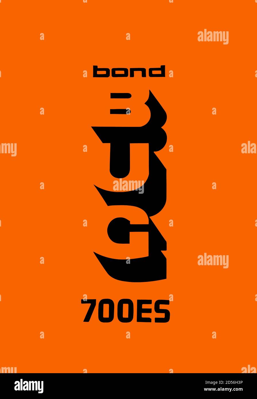 Logotipo della Bond Bug 700 ES, di Tom Karen di Ogle Design for Reliant Motor Company, PS.SPEICHER Museum, Einbeck, bassa Sassonia, Germania, Europa Foto Stock