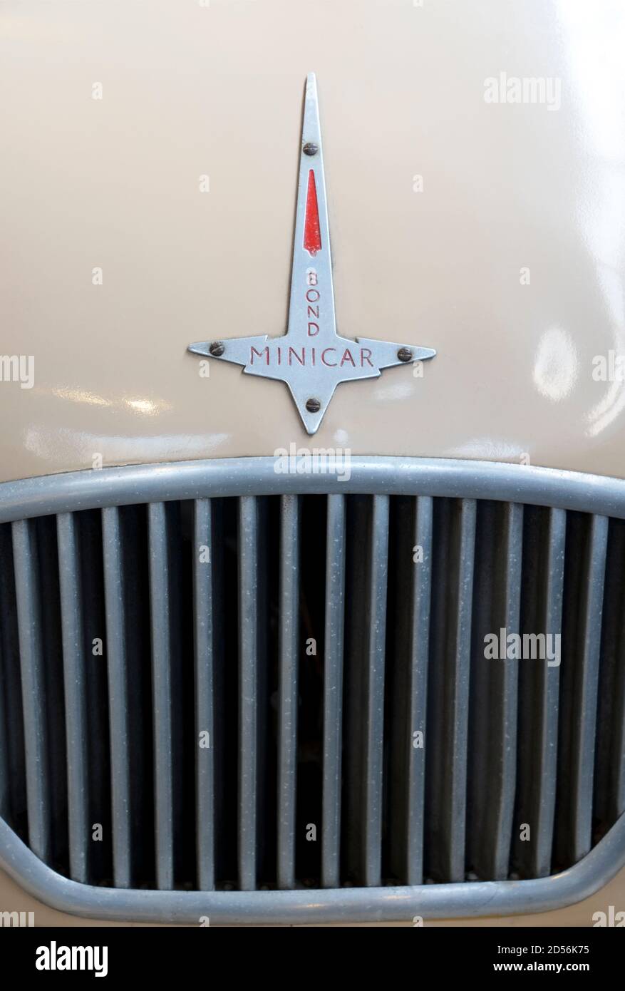 Logotipo del Bond Minicar Mark C, Sharp's Commercials Ltd, 1955, PS.SPEICHER Museum, Einbeck, bassa Sassonia, Germania, Europa Foto Stock