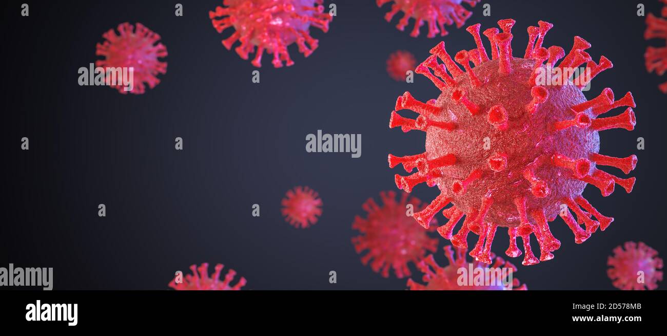 immagine di rendering 3d del coronavirus pandemico del virus covid 19 Foto Stock