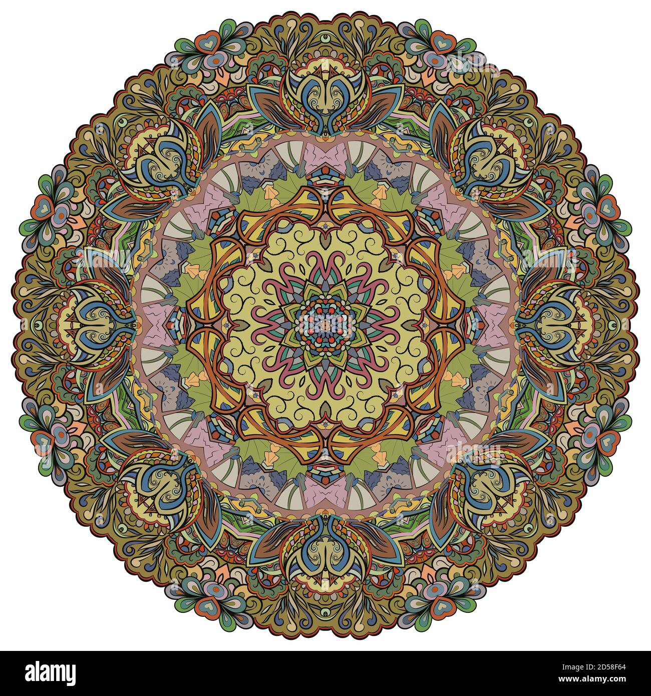 Mandala, ruota tracheata design mehndi Illustrazione Vettoriale