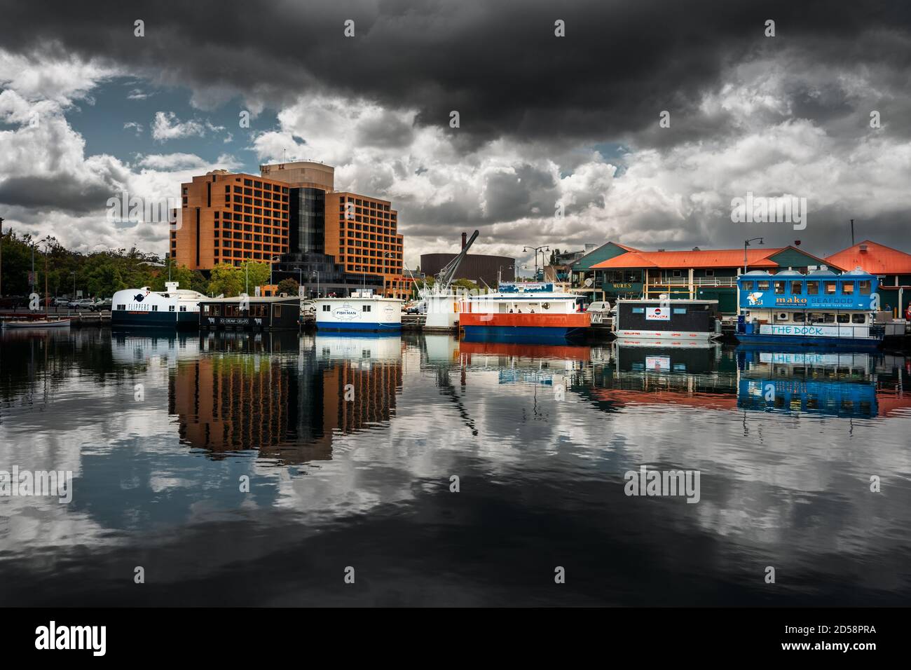 Famoso Constitution Dock e mercato del pesce di Hobart. Foto Stock