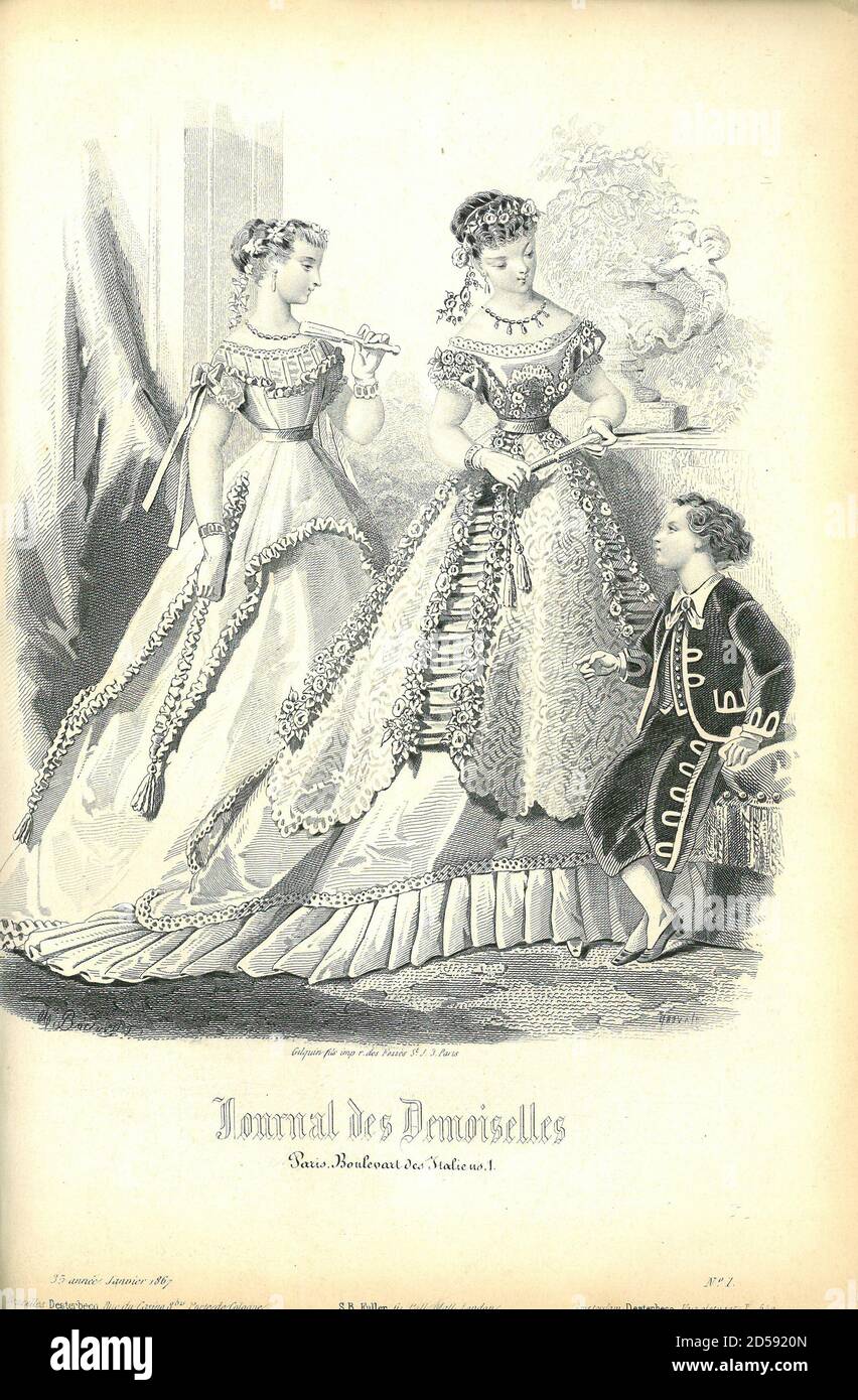 Foto di Journal des Demoiselles 1866 Poster francese d'epoca Des Demoiselles Foto Stock