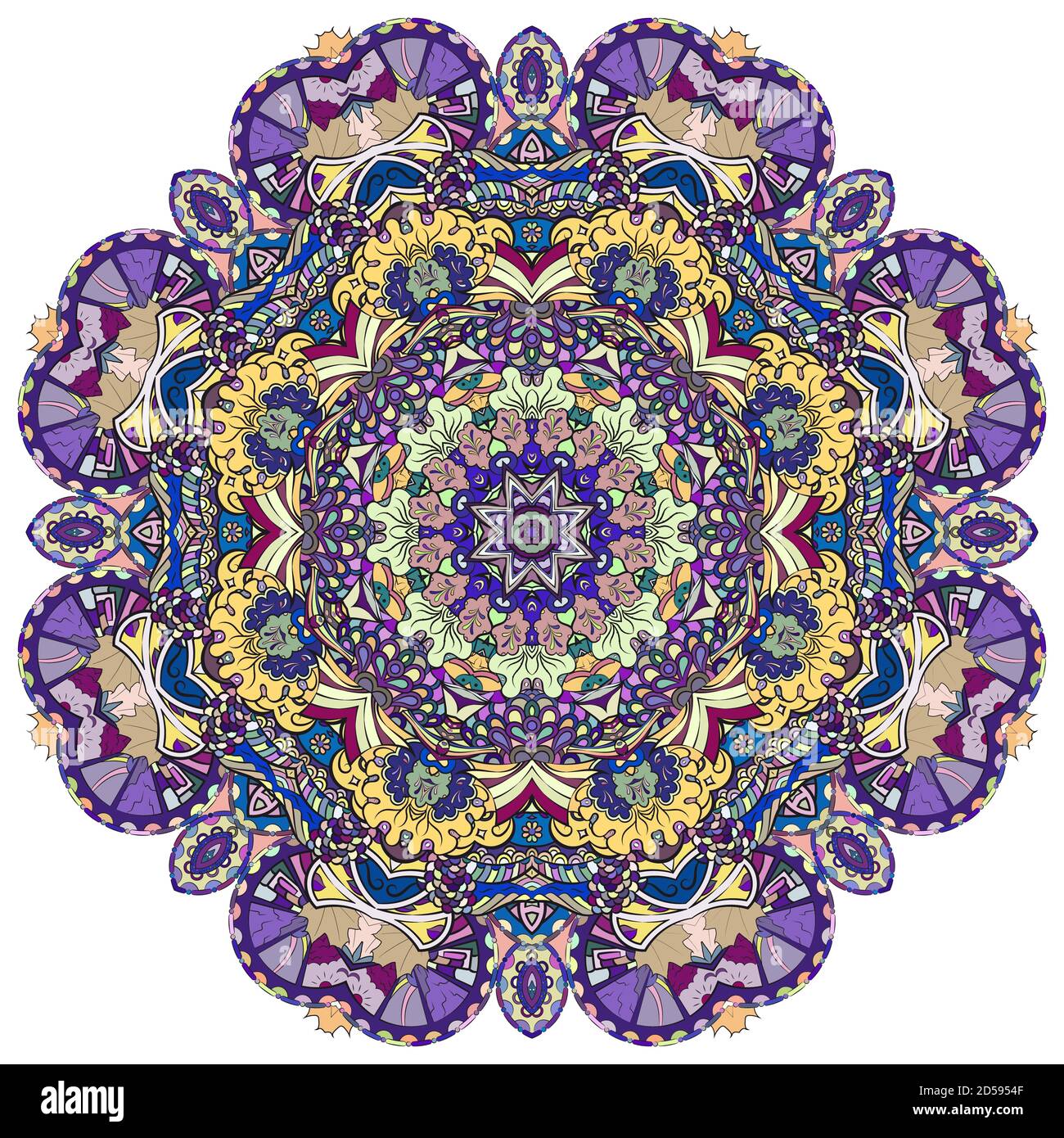 Mandala, ruota tracheata design mehndi Illustrazione Vettoriale