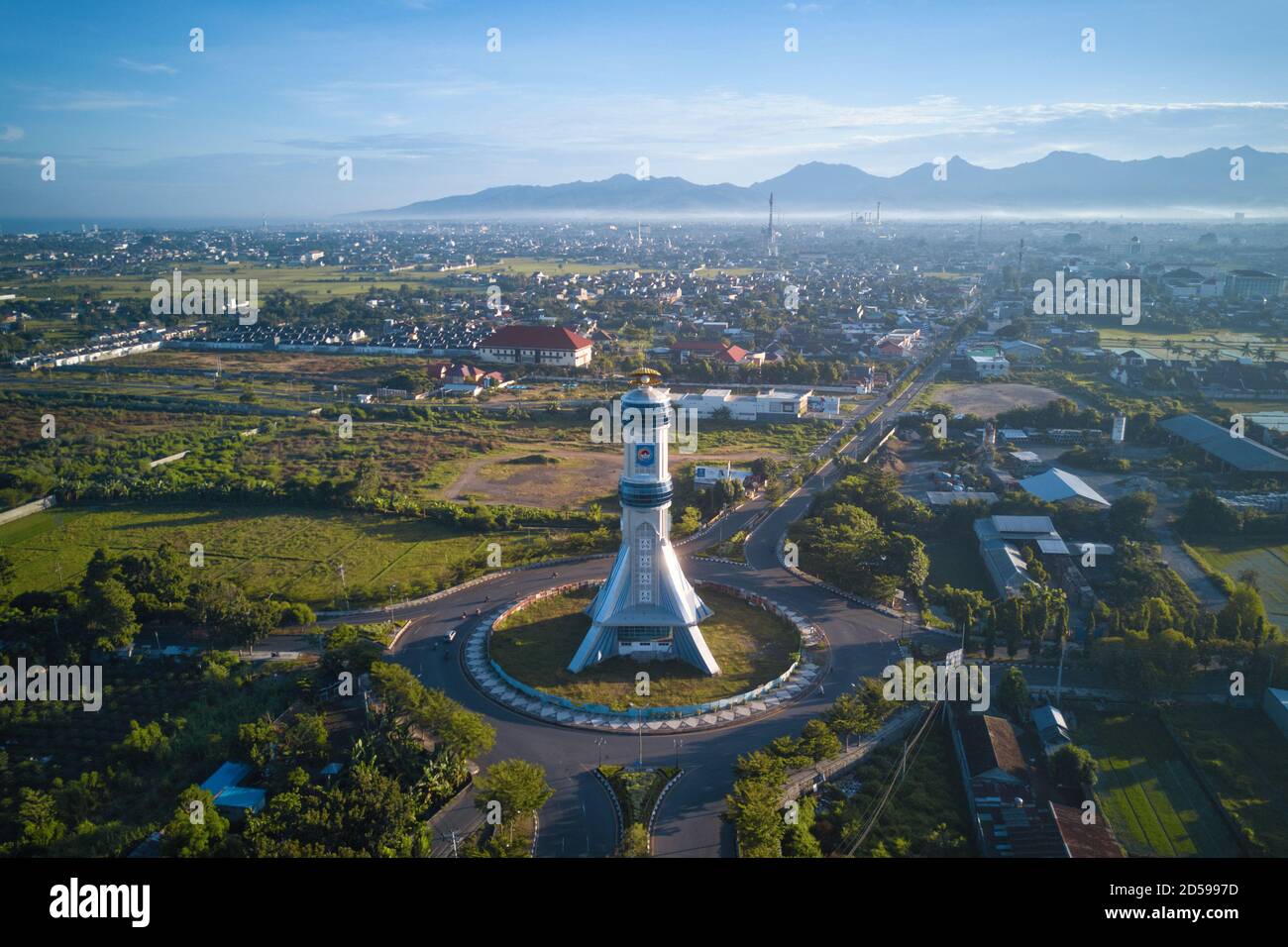 Vista aerea della città di Mataram, Lombok, Indonesia Foto Stock