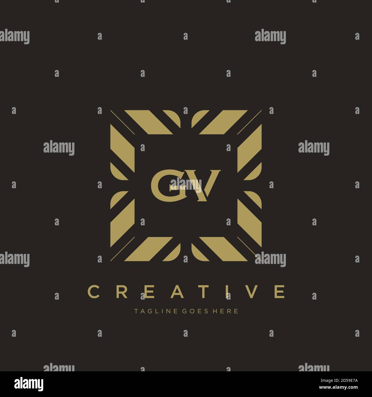 GV lettera iniziale monogramma ornamentale di lusso vettore modello logo Illustrazione Vettoriale