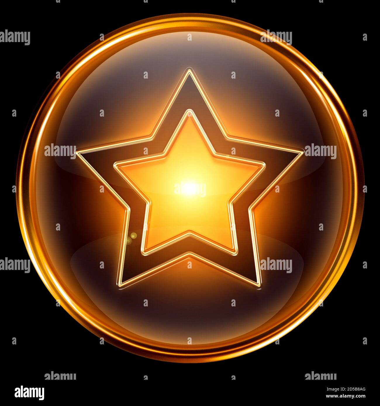 stella icona oro, isolato su sfondo nero Foto Stock
