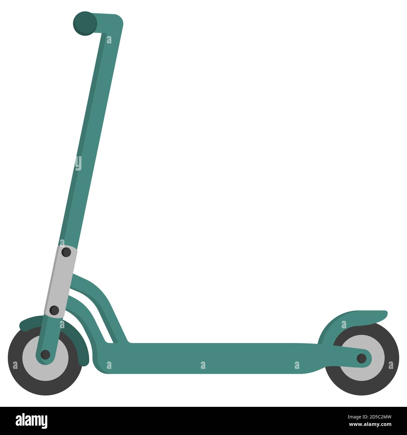 Scooter Green kick in stile cartone animato. Trasporti urbani alternativi. Illustrazione Vettoriale