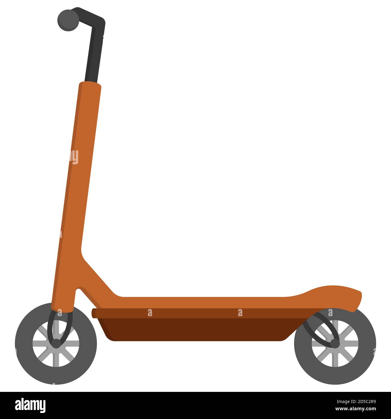 Scooter marrone in stile cartone animato. Trasporti urbani alternativi. Illustrazione Vettoriale