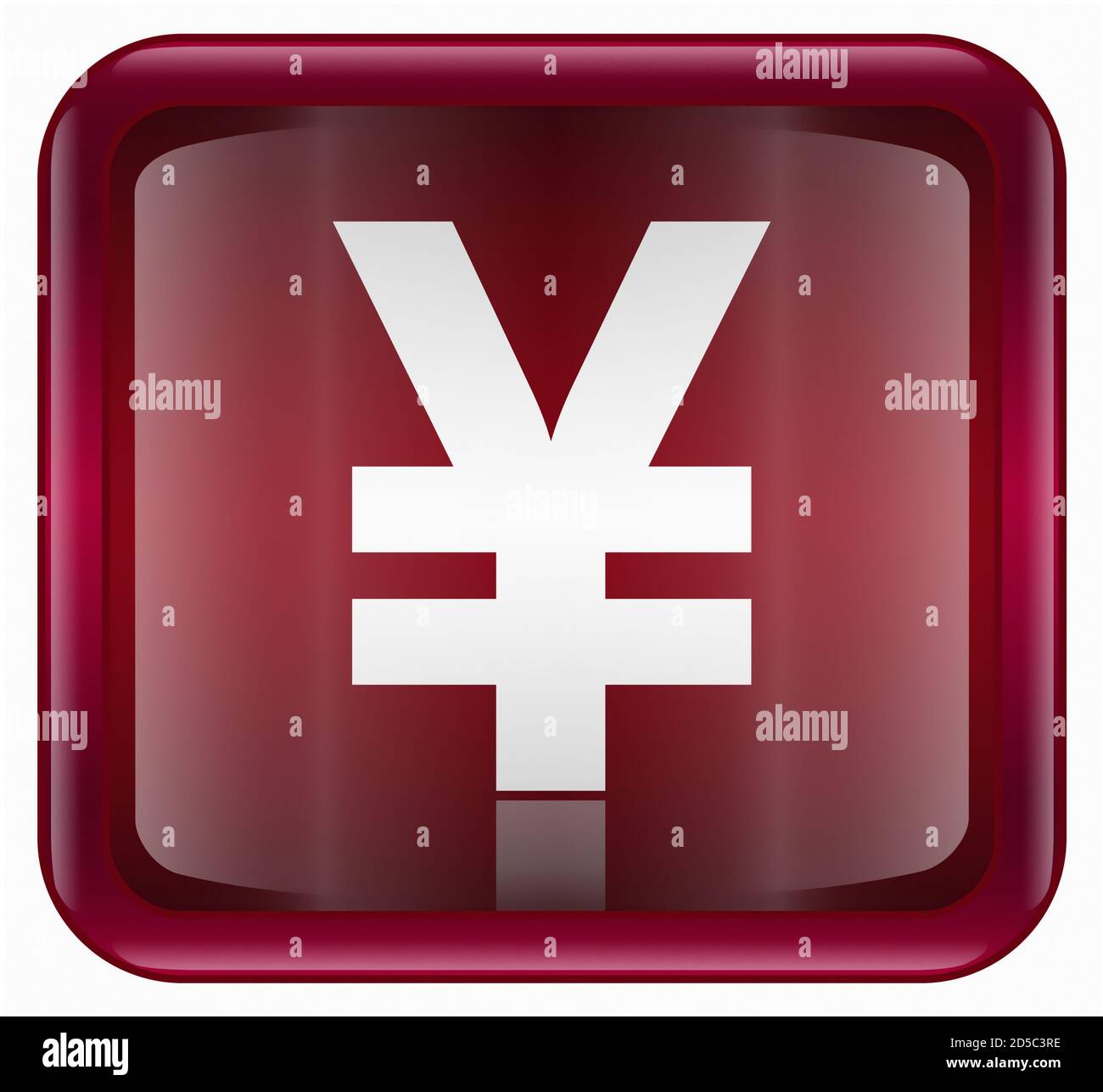 Icona di Yen rosso scuro, isolati su sfondo bianco Foto Stock
