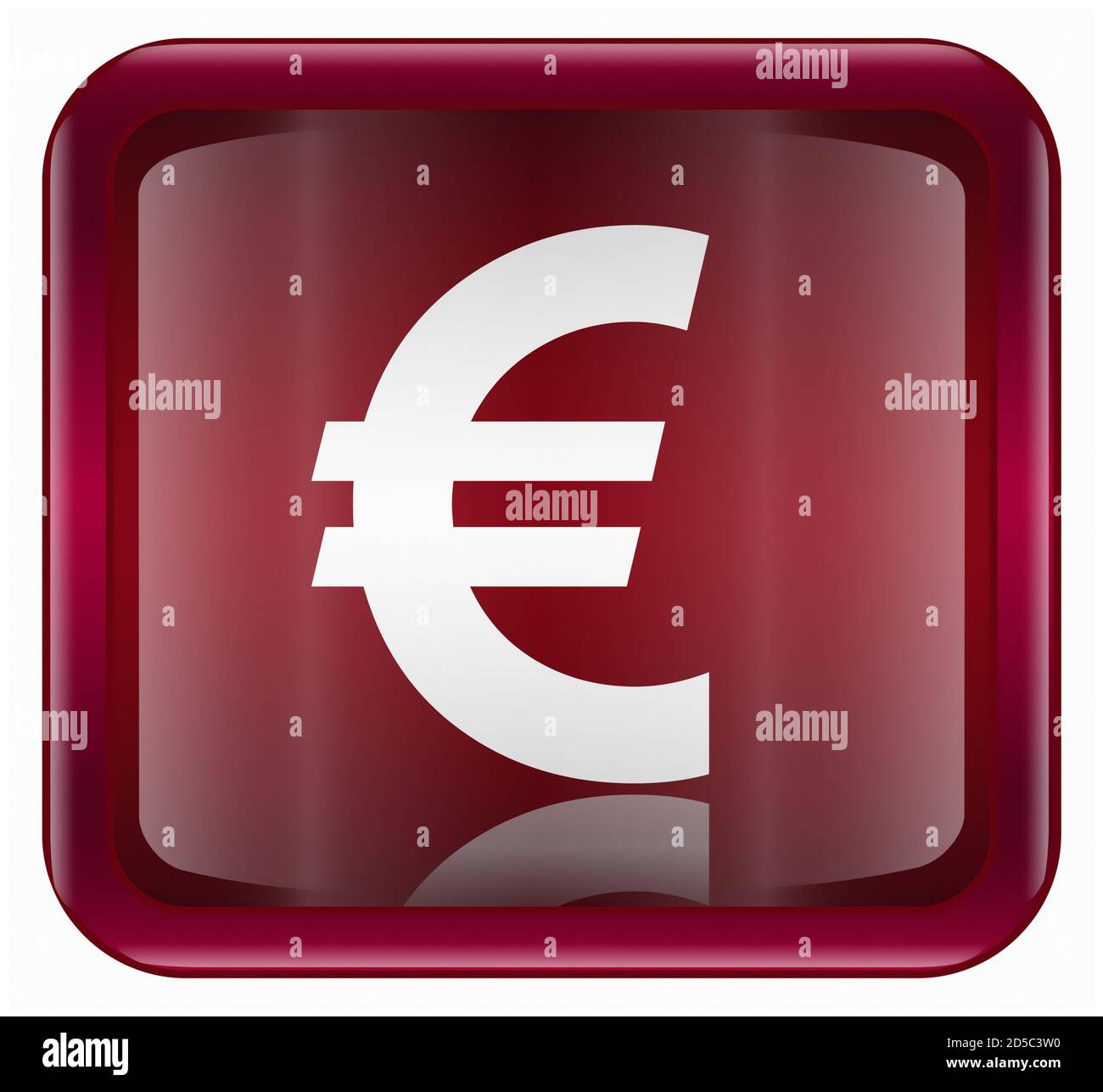 Icona Euro rosso scuro, isolati su sfondo bianco Foto Stock