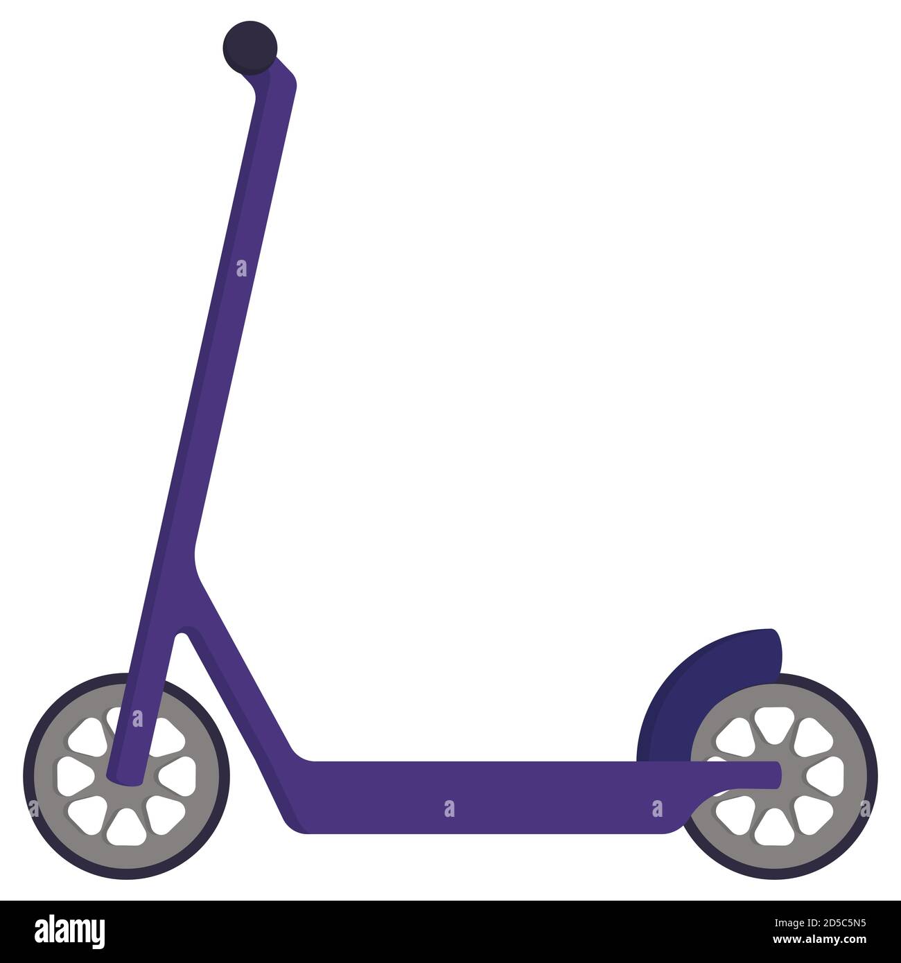 Scooter viola in stile cartone animato. Trasporti urbani alternativi. Illustrazione Vettoriale
