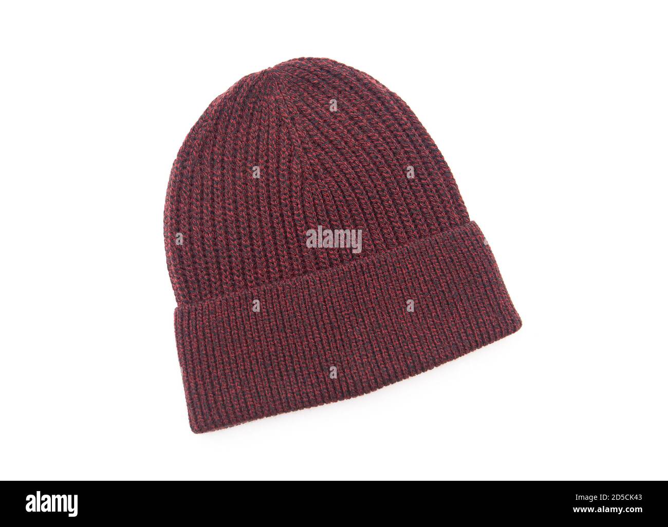 Cappello invernale a maglia stagionale autunno isolato su bianco Foto Stock