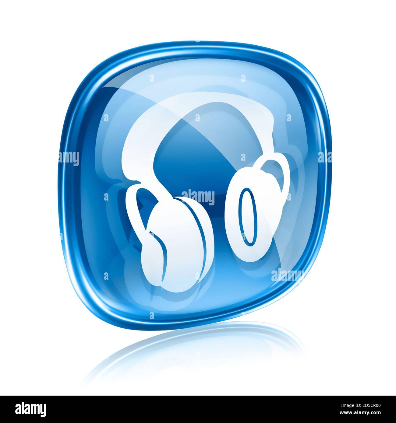 icona cuffie vetro blu, isolato su sfondo bianco. Foto Stock