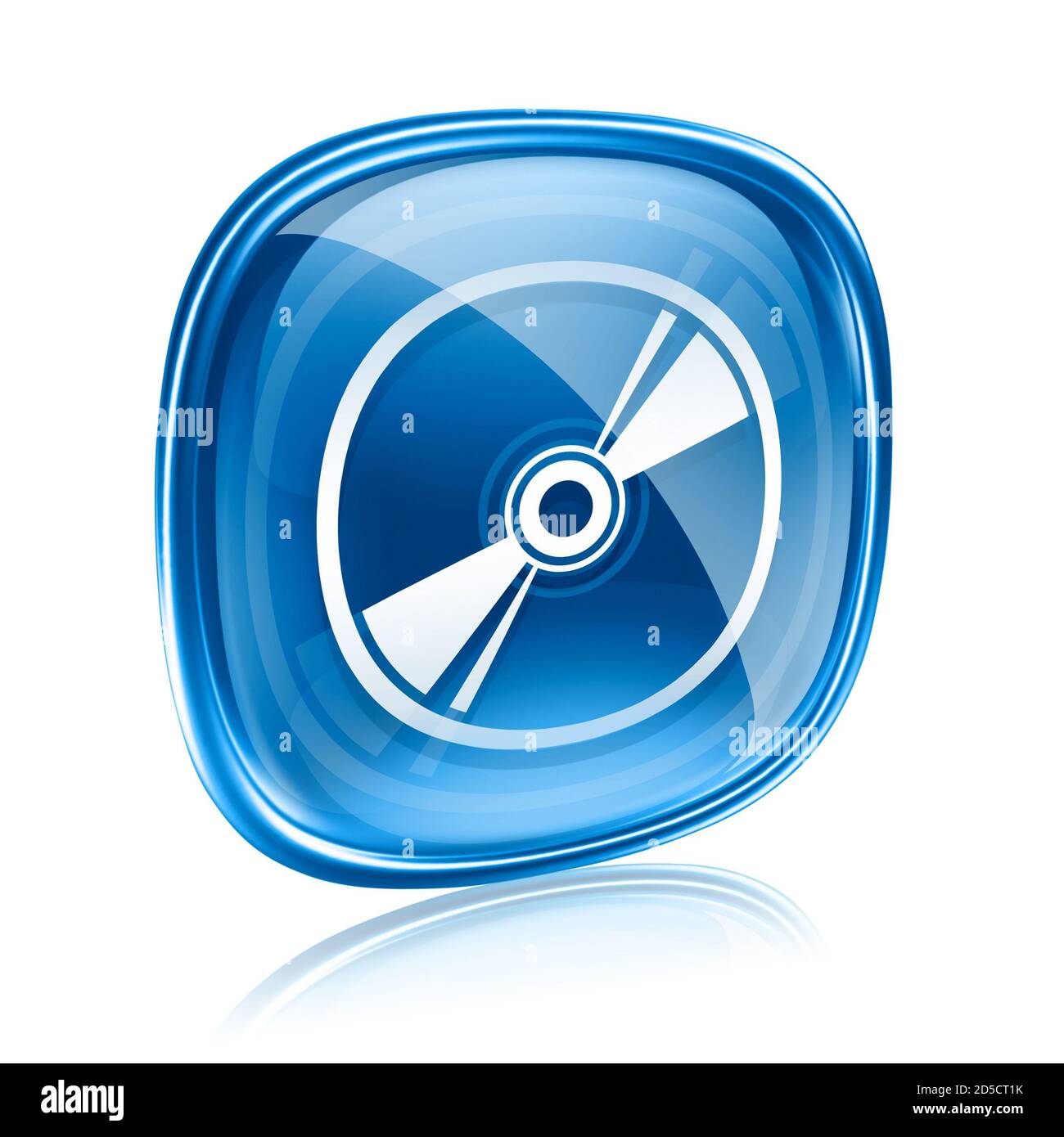 Icona disco laser vetro blu, isolato su sfondo bianco Foto Stock