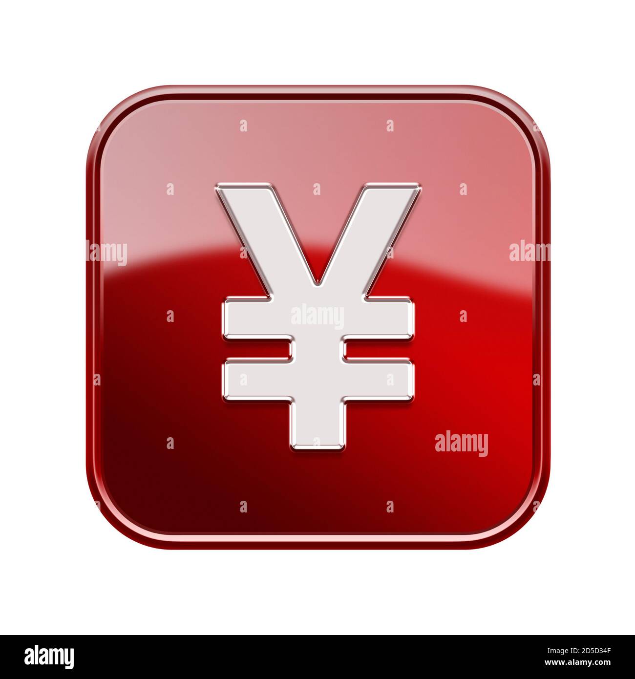 Icona di Yen rosso lucido, isolato su sfondo bianco Foto Stock