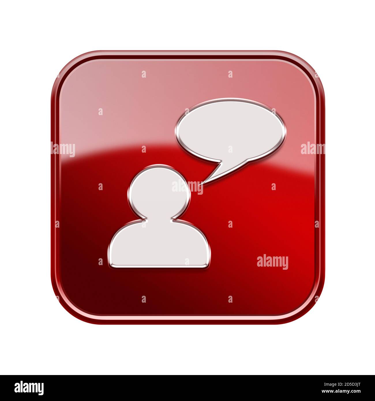 Icona Chat rosso lucido, isolato su sfondo bianco Foto Stock