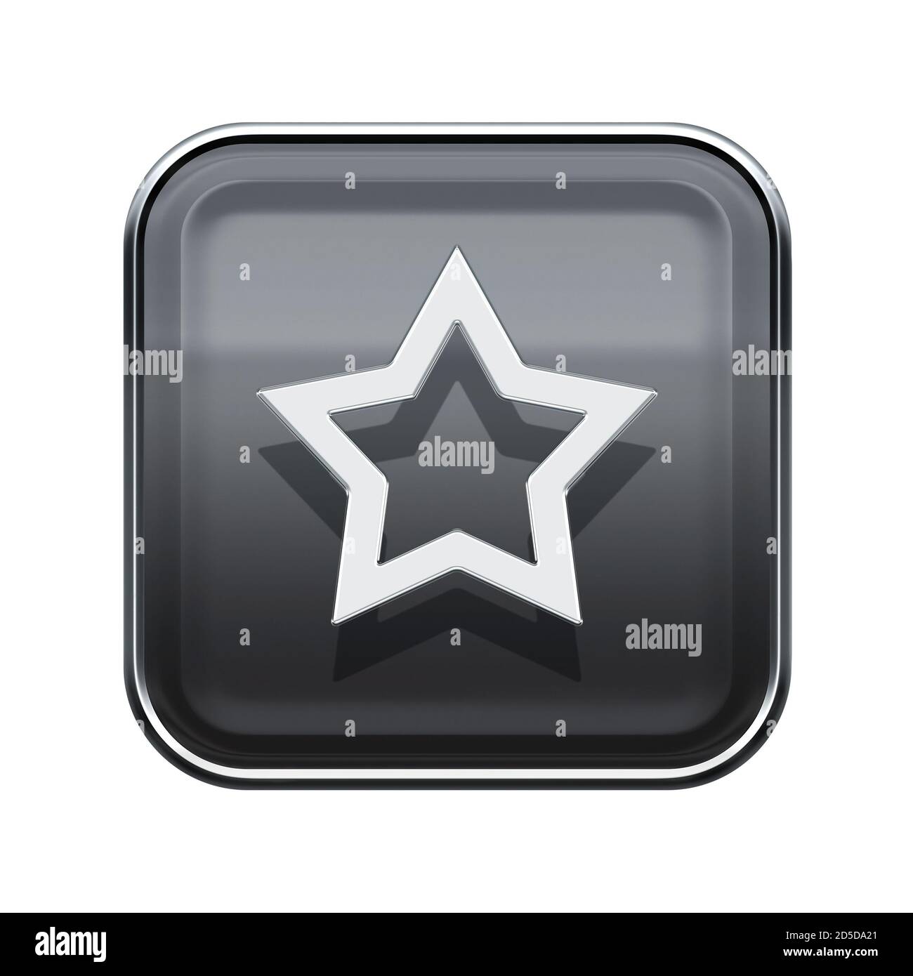 Icona a stella grigio lucido, isolata su sfondo bianco Foto Stock