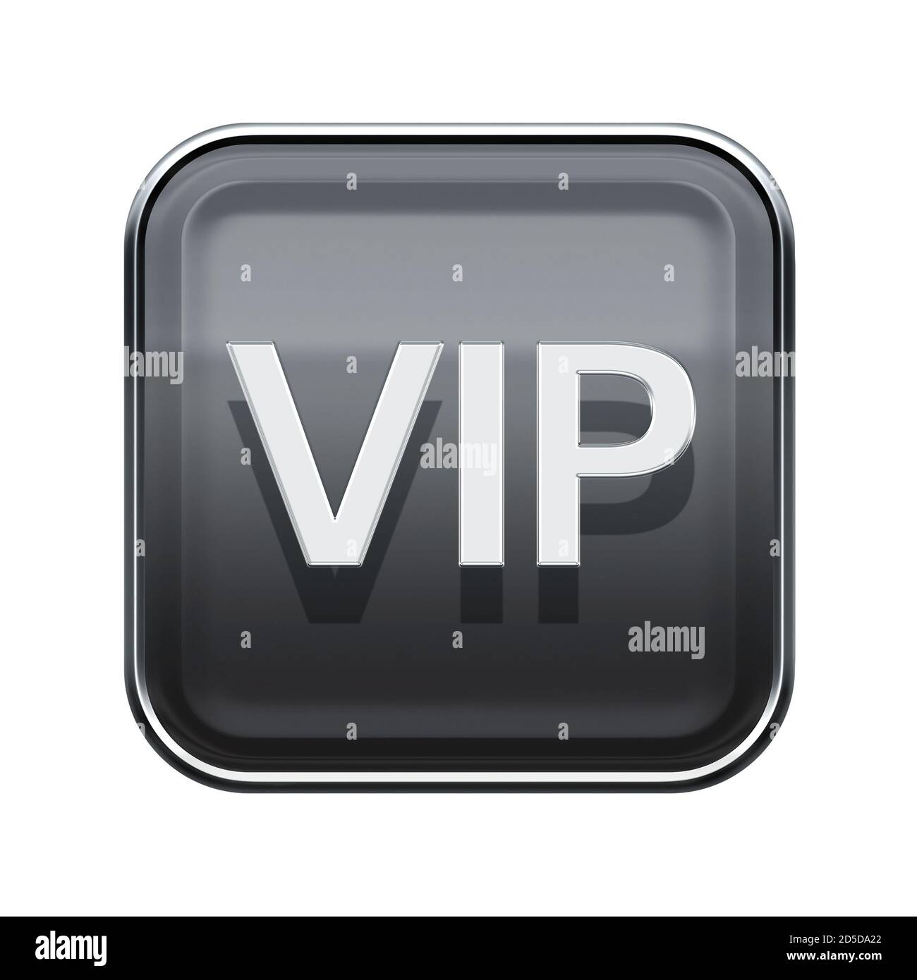 Icona VIP grigio lucido, isolata su sfondo bianco Foto Stock