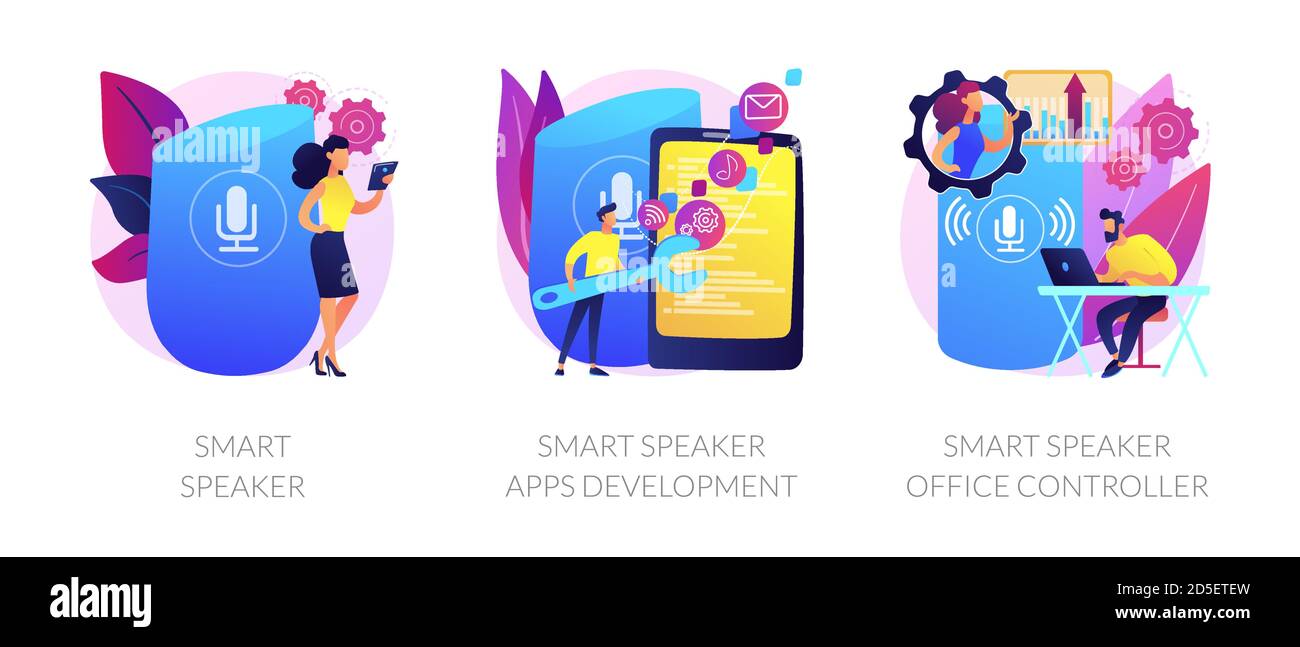 Metafore vettoriali intelligenti con tecnologia degli altoparlanti Illustrazione Vettoriale