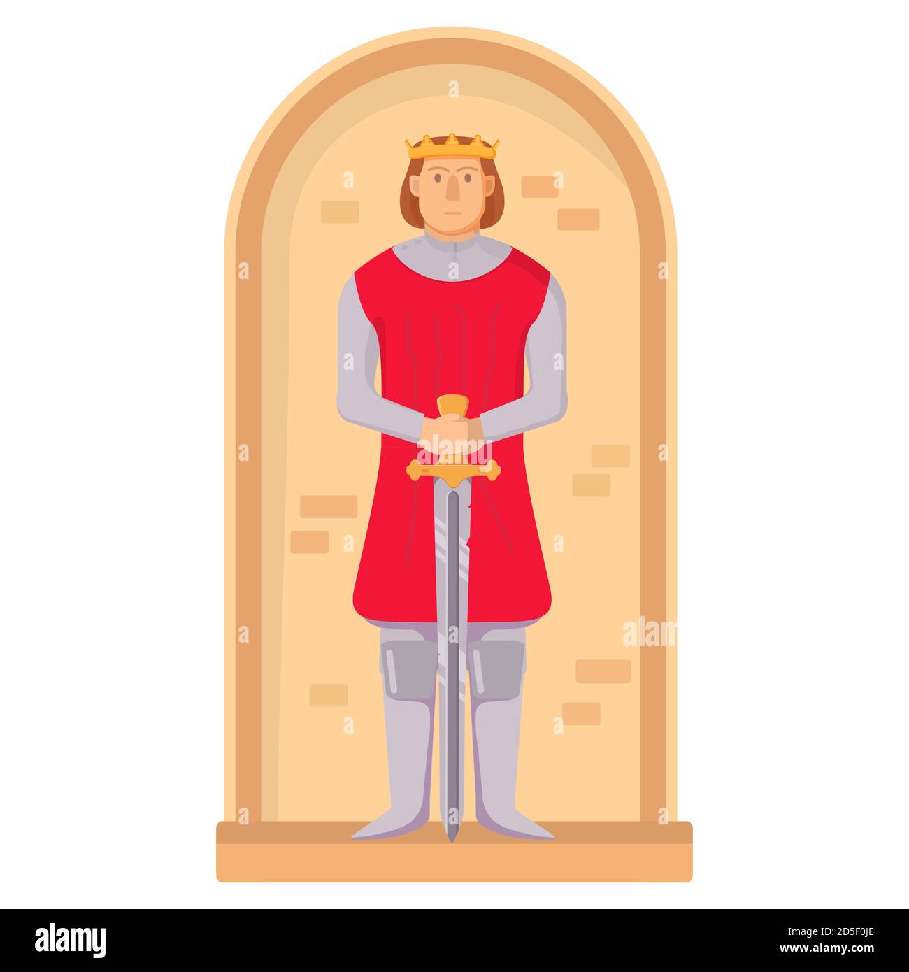 Re medievale una spada. Personaggio dei cartoni animati guerrieri. Illustrazione Vettoriale Re medievale una spada. Personaggio dei cartoni animati guerrieri. Illustrazione Vettoriale