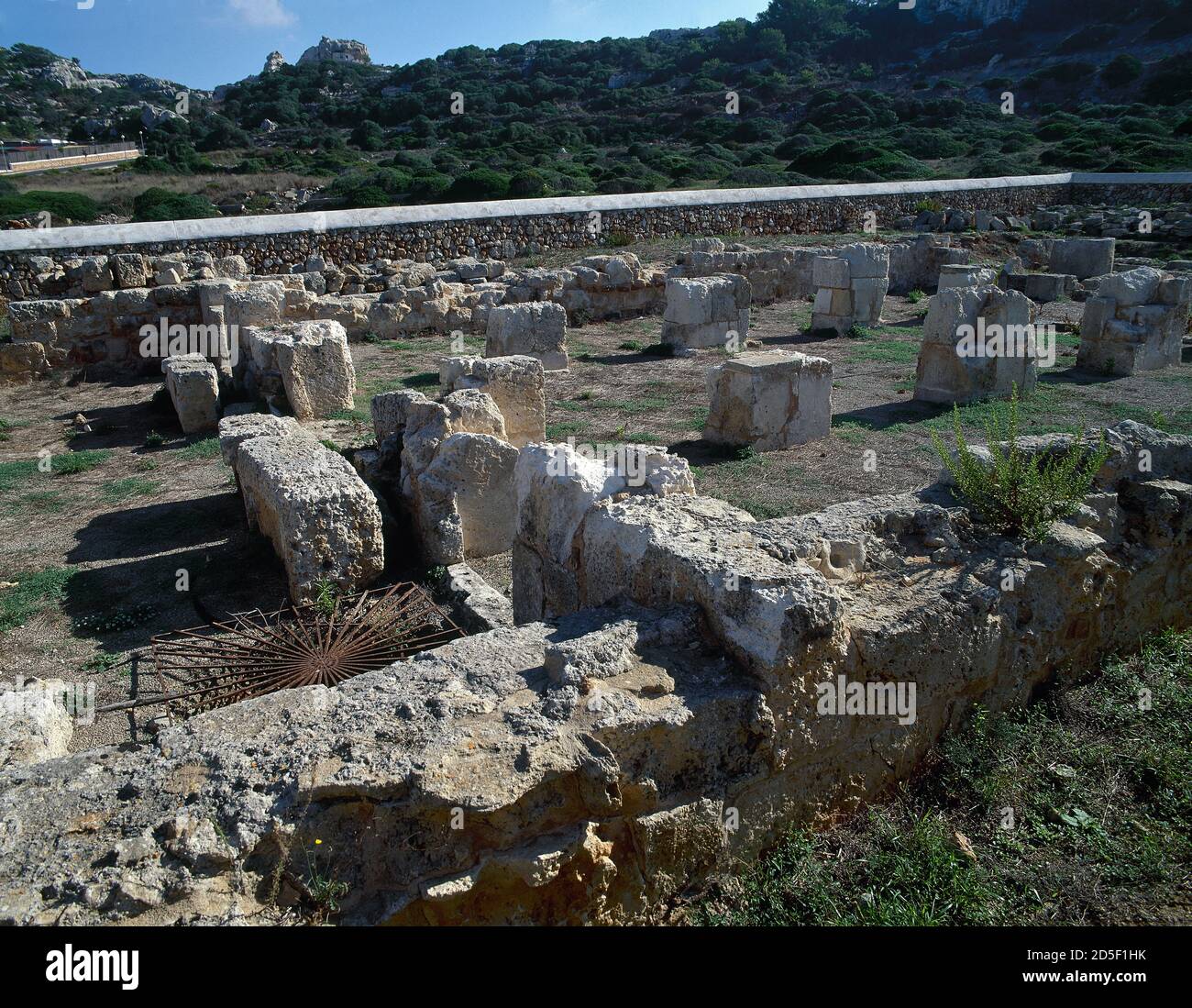 Spagna, Isole Baleari, Minorca, Alaior. Basilica paleocristiana di Son Bou. Cronologicamente situato tra il 5 ° e 6 ° secolo. Resti archeologici. Foto Stock