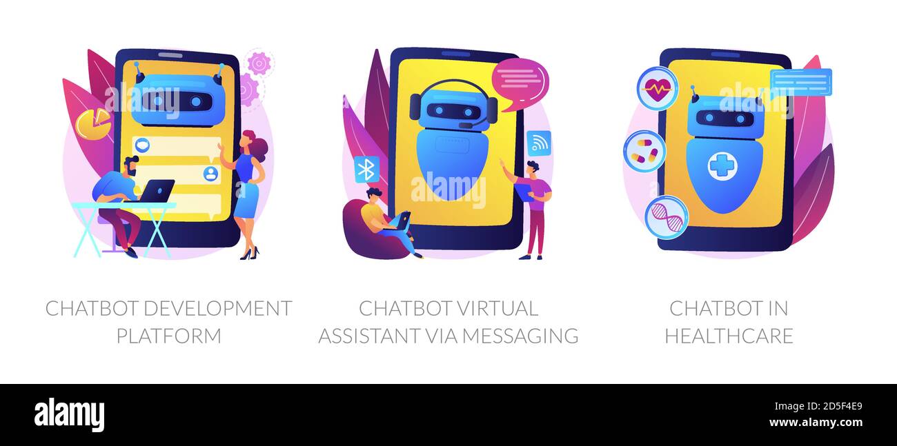 Metafora del concetto vettoriale di chatbot Assistant. Illustrazione Vettoriale